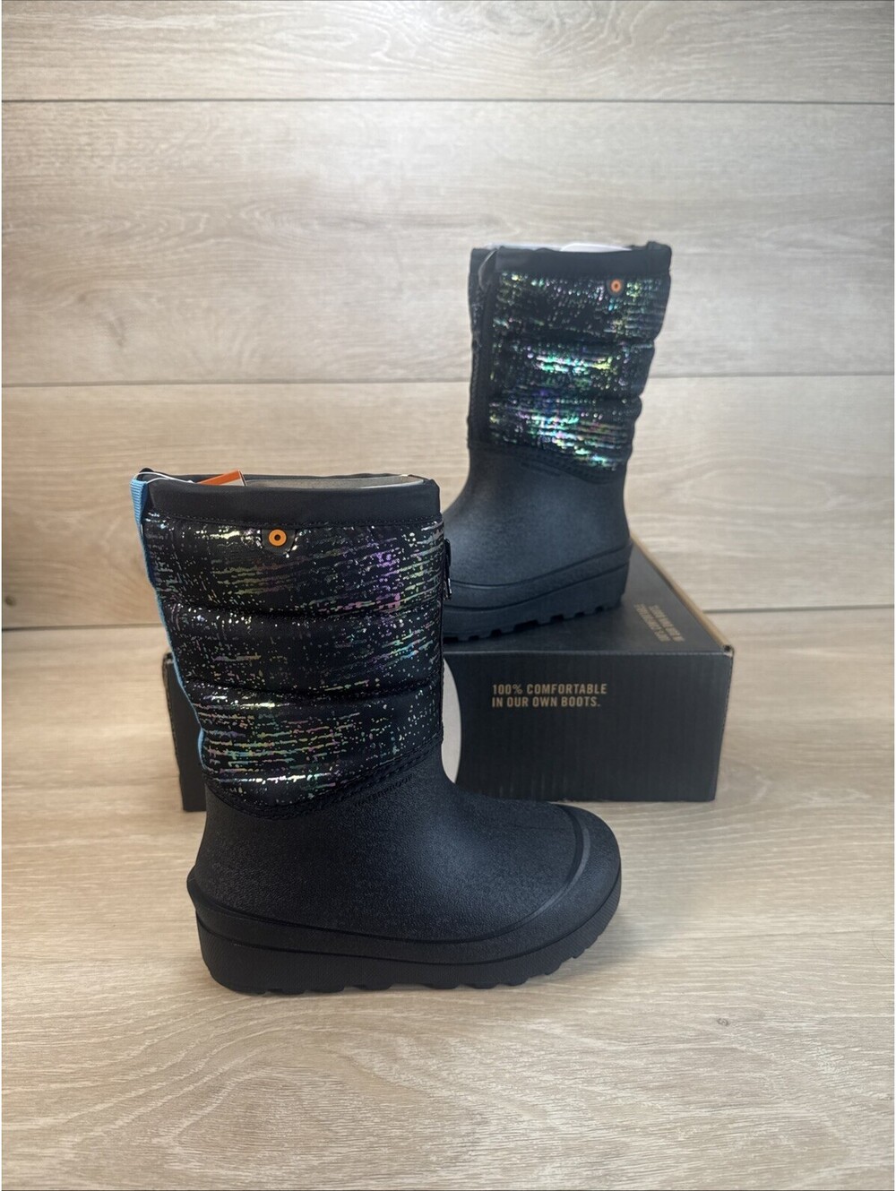 Bogs Snow Shell Zip Girl's Metallic Stripes Insulated Winter Boots Size 12